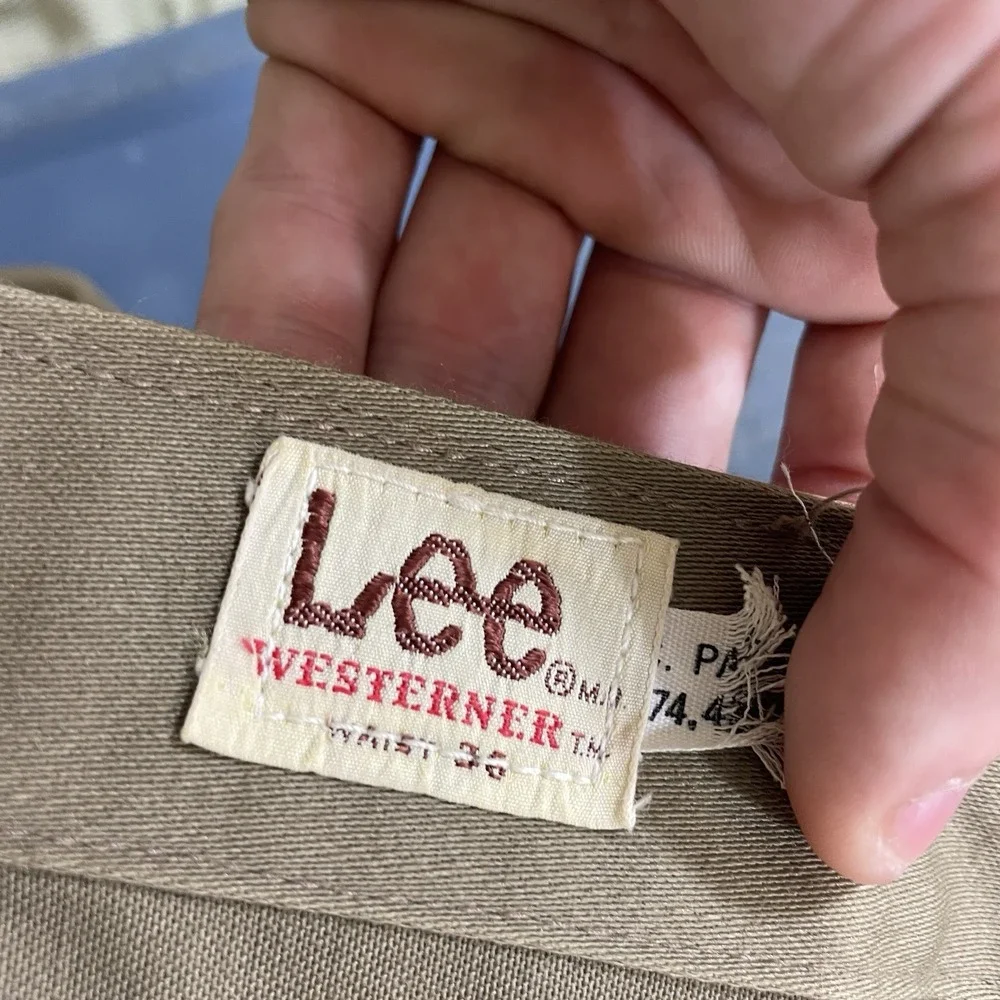 True Vtg 60s Lee Westerner Pants Mens 36x29 Cotton Talon Zipper Green USA Union